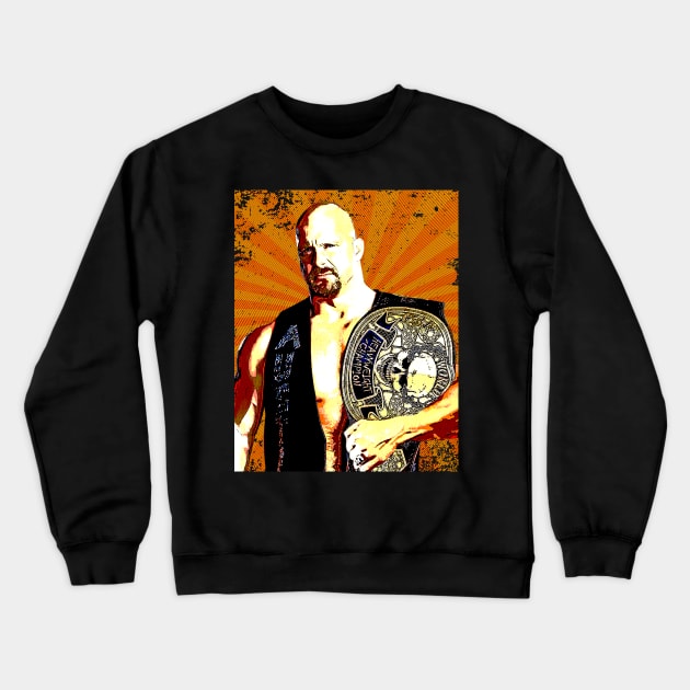 Stone Cold  Steve Austin // Retro Comics Style Crewneck Sweatshirt by Kolovos Comic